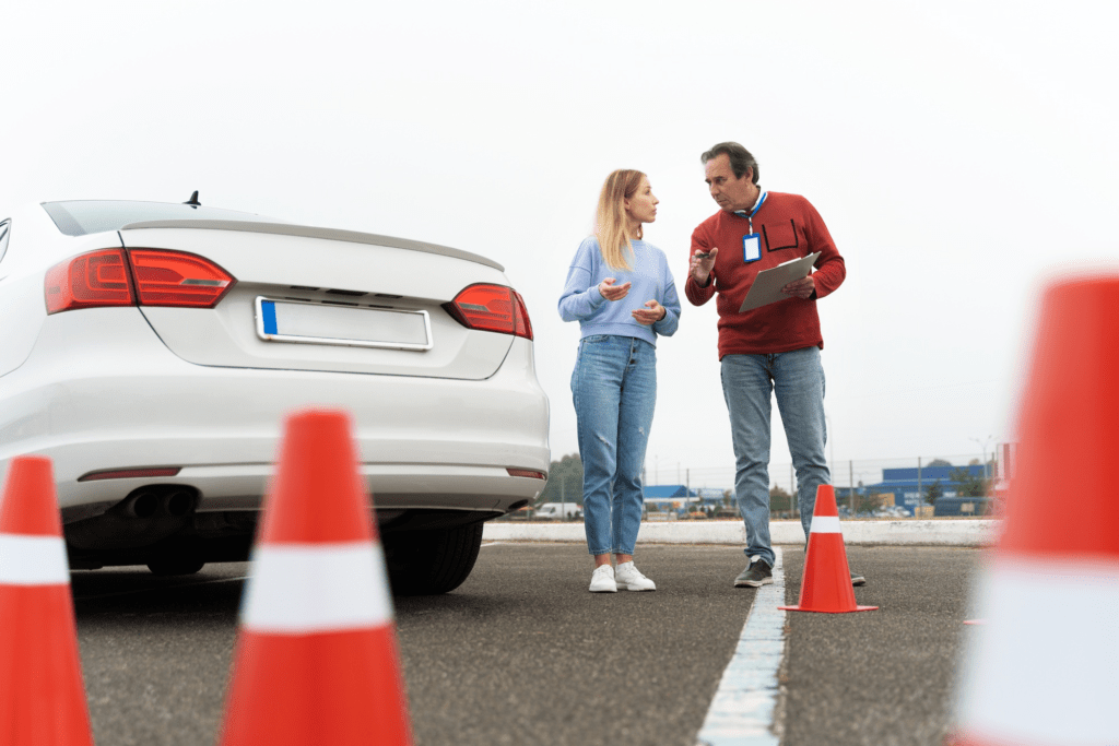 east valley driving schools - girl taking driving lessons concept image.