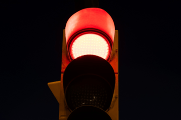 turning right on a red light - red light concept image.