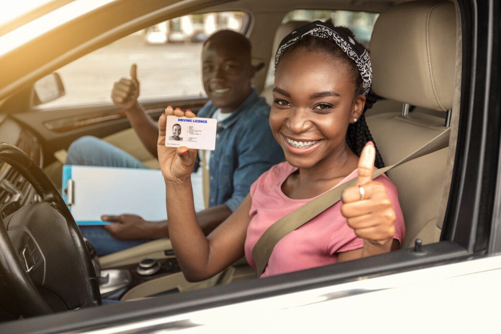 teen getting her drivers license. Arizona driver's license, concept image.